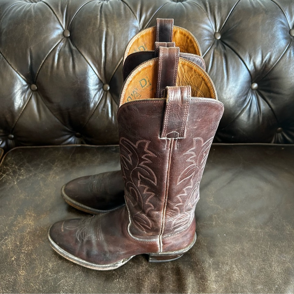 Alberta Chocolate Brown Leather Western Cowboy Boots size 10.5D (Extra Large)